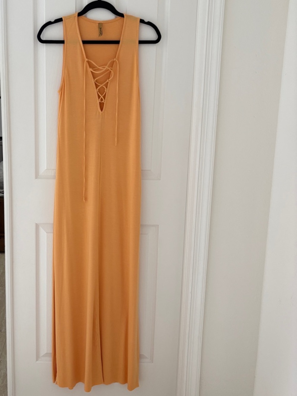 Rachel Pally Sleeveless Lace-Up Maxi Dress in Peach size M